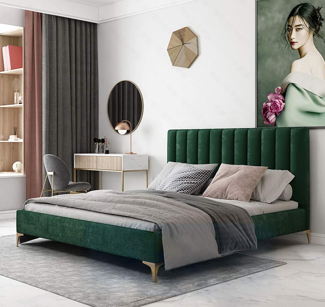 giường bọc vải nhung 1m6 x2m